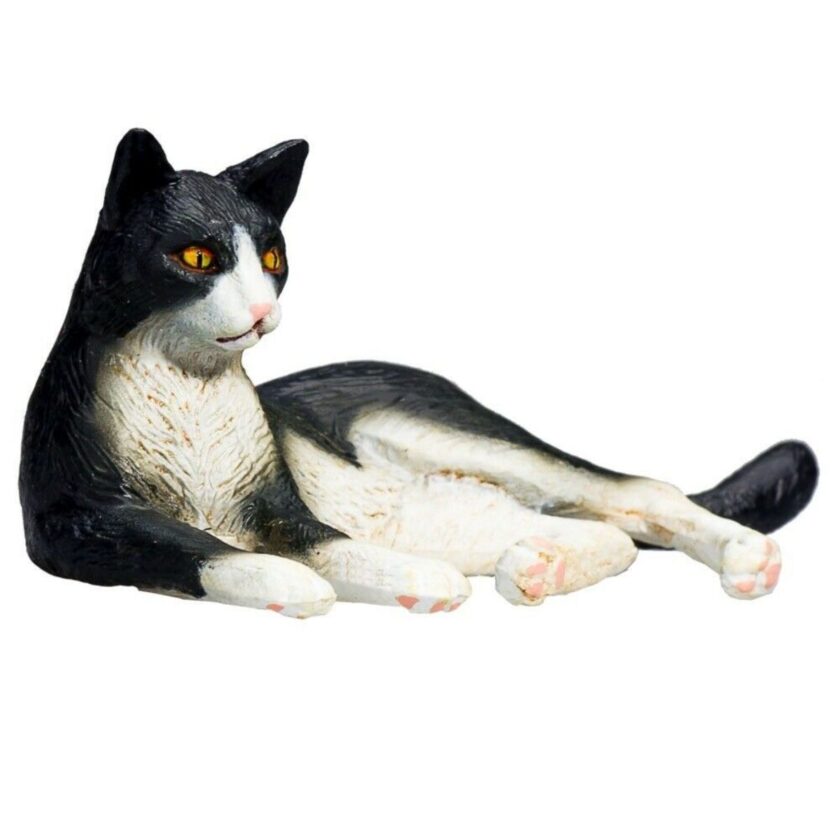 Mojo -Cat Lying Black and White