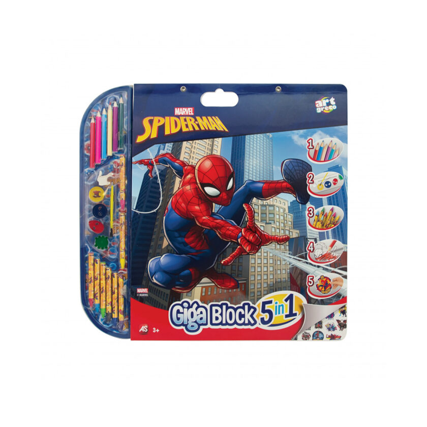 AS-Marvel Spider Man Drawing Giga Block 5 In 1