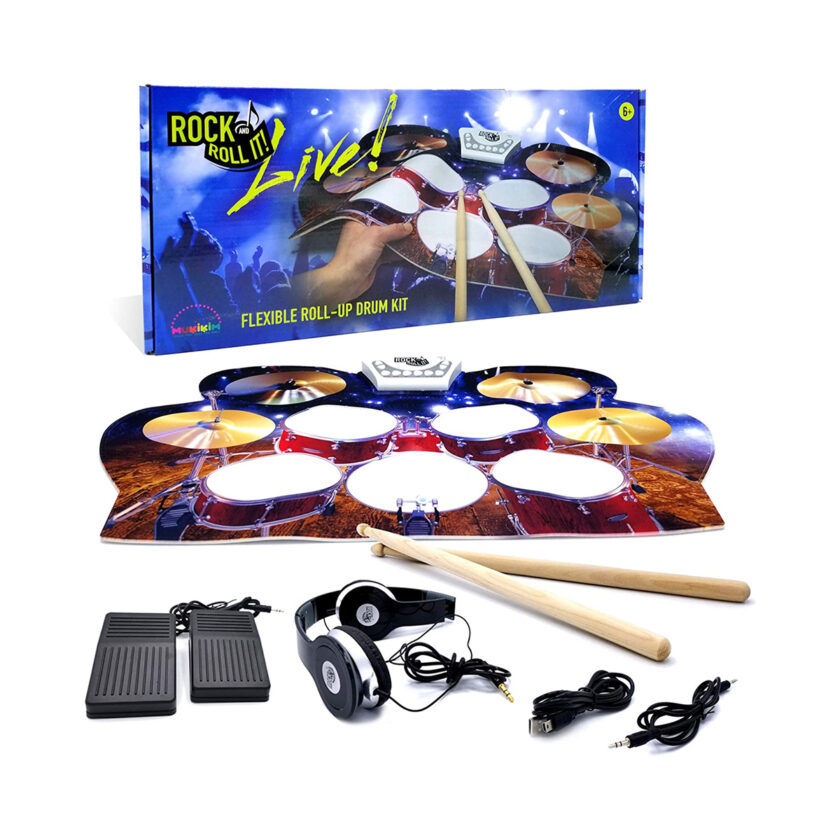 Mukikim-Rock And Roll-Live Drum With Foot Pedals, Drum Sticks And Headphones