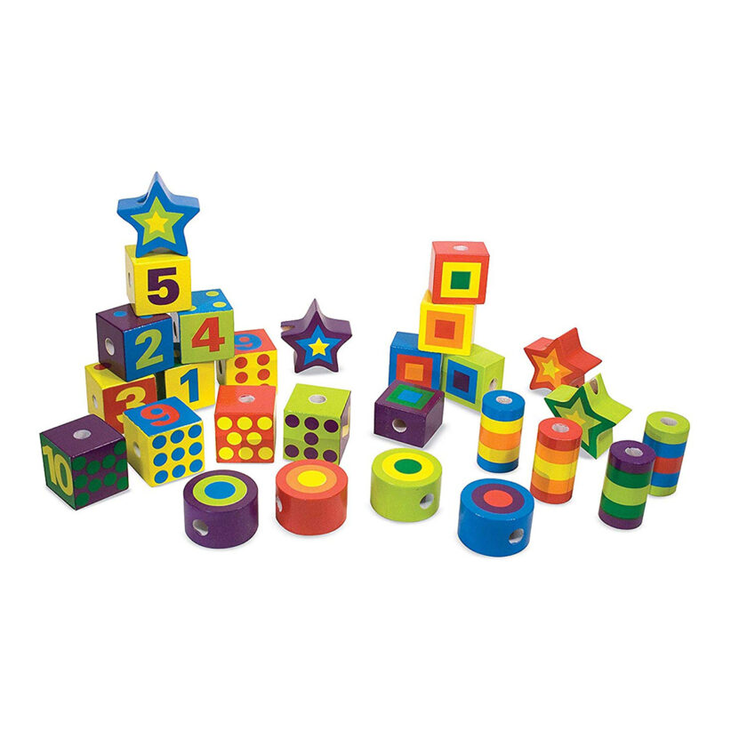 Melissa & Doug-Wooden Beads With Geometric Figures And Numbers 3-12 Years