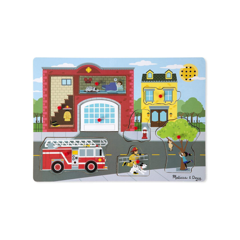 Melissa & Doug -Wooden Puzzle Around the Fire Station Sound Puzzle