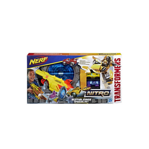 Hasbro-Nerf Nitro Bumblebee Speedblast Transformer with Two Cars