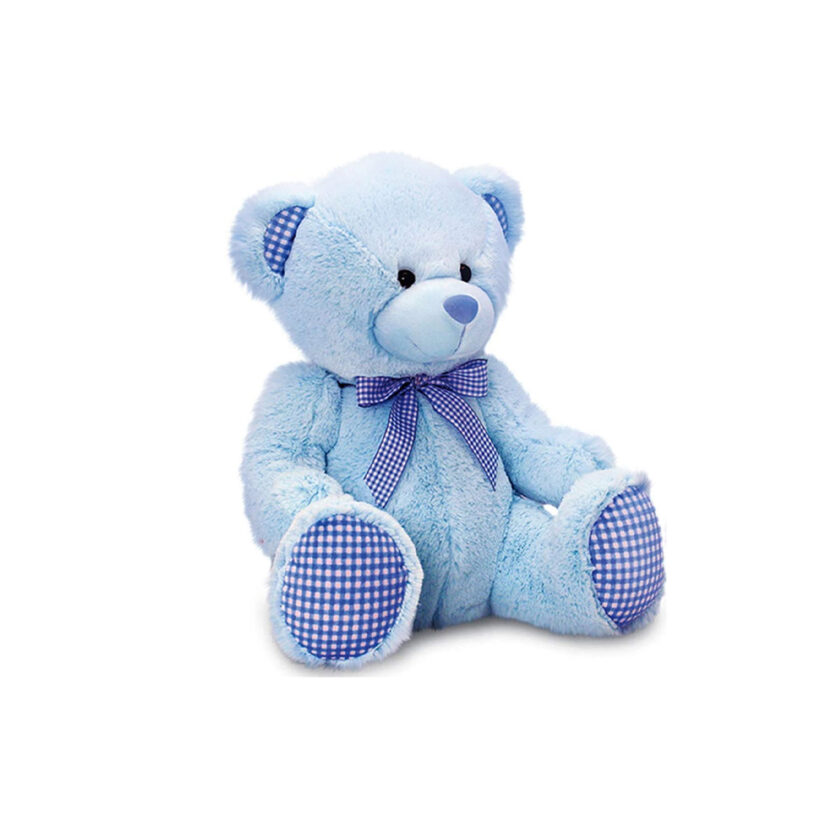 Keel Toys-Baby Bear With Ribbon Light Blue 25 CM