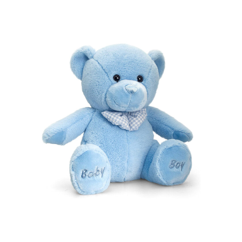 Keel Toys-Baby Bear With Ribbon Light Blue 35 CM