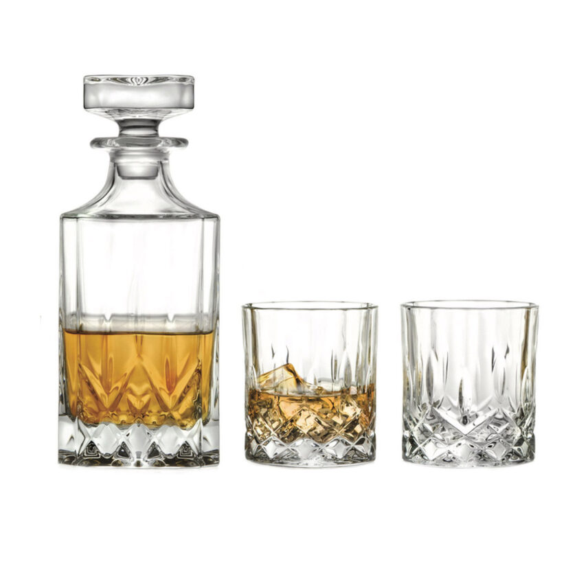 RCR Opera Whisky Set Decanter With Two Glasses 1x3