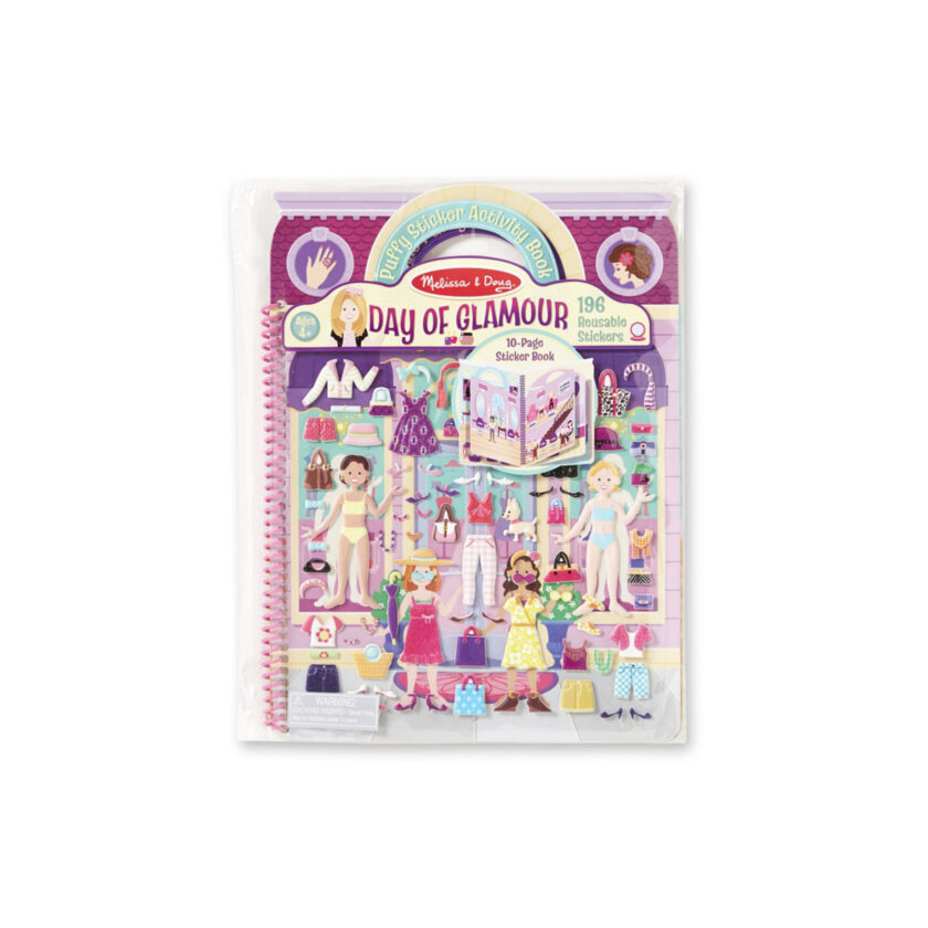 Melissa & Doug-Deluxe Puffy Sticker Album Day of Glamour With Reusable 196 Pieces