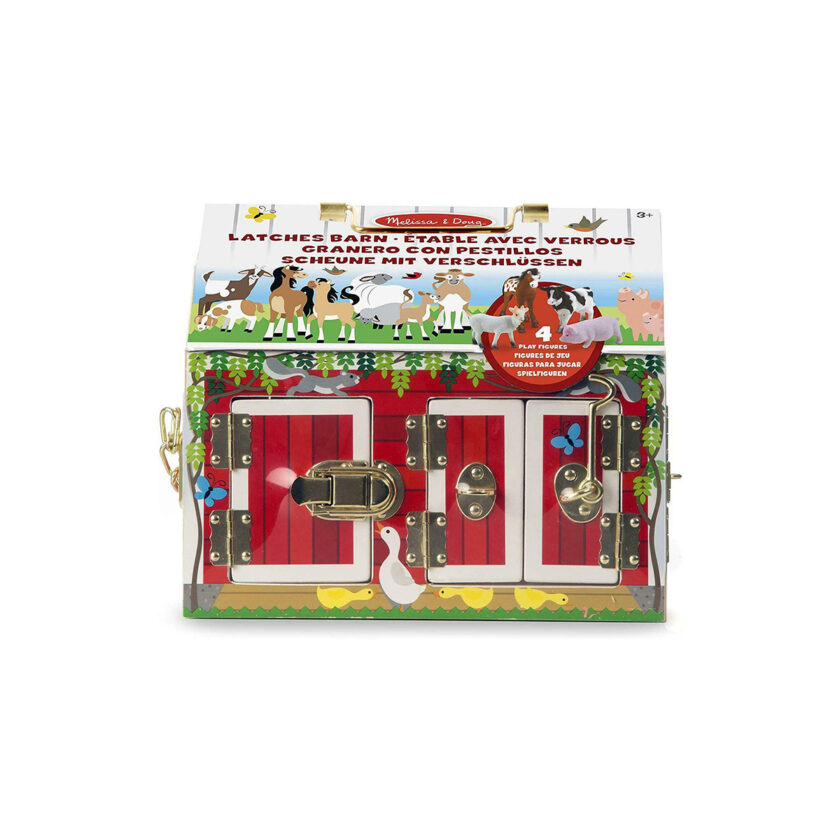 Melissa & Doug-Wooden Latches Barn With Animal Figures