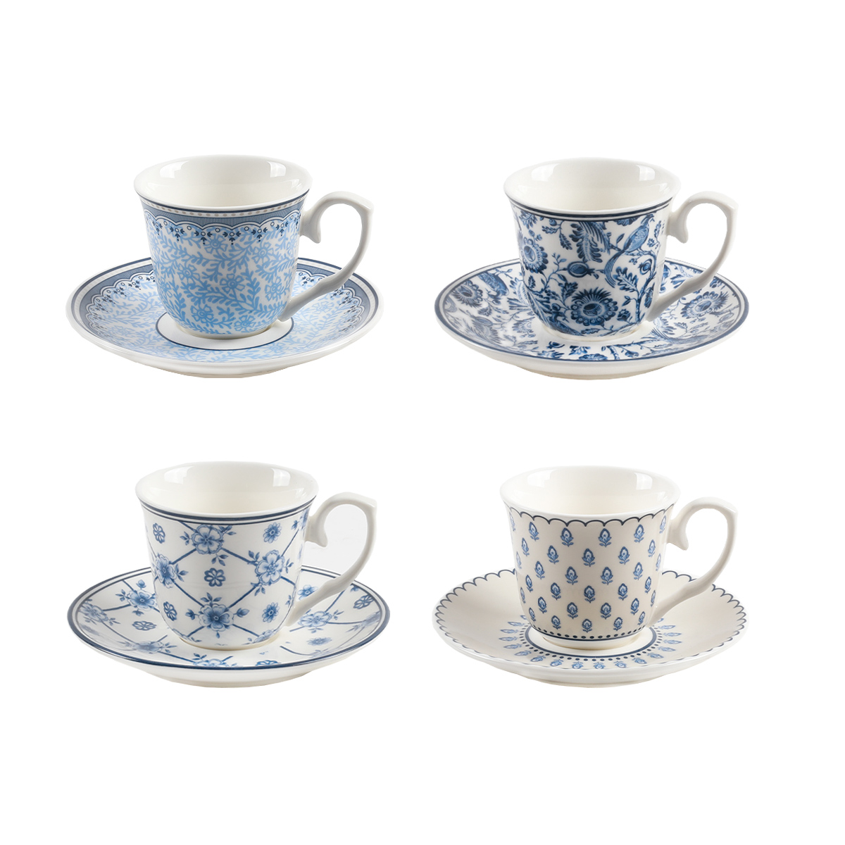 Super Blue Dream Coffee Cup Set With Blue Ornaments 100 ML 1x4