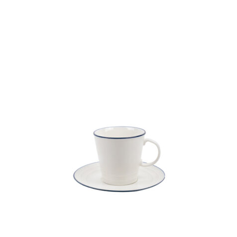 Super Nostalgia Cup And Plate White With Blue Detail 300 ML
