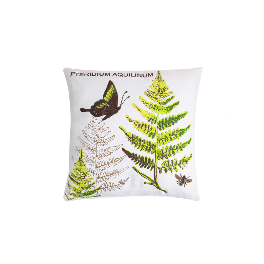 Koopman H&S Decorative Pillow With An image Of A Green Plant And A Butterfly 40x40 CM