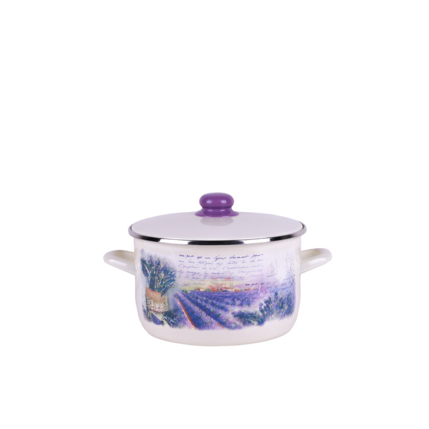 Metalac Lavender Enamelled Casserole With Lid 22 CM