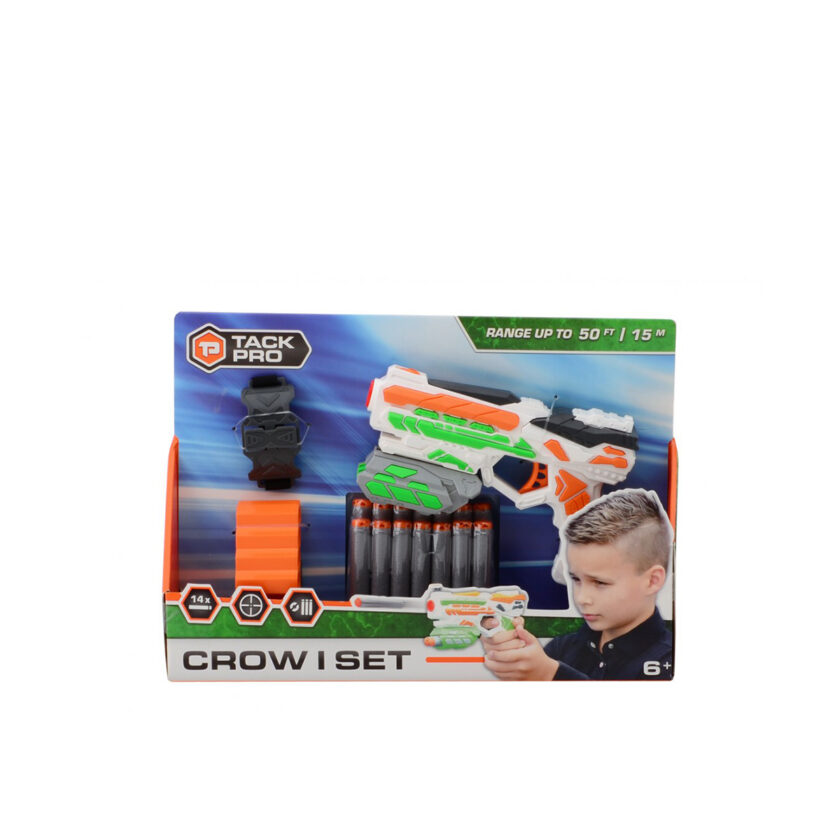 Johntoy-Tack Pro Crow I Set Plastic Pistol With 14 Darts And Accessories
