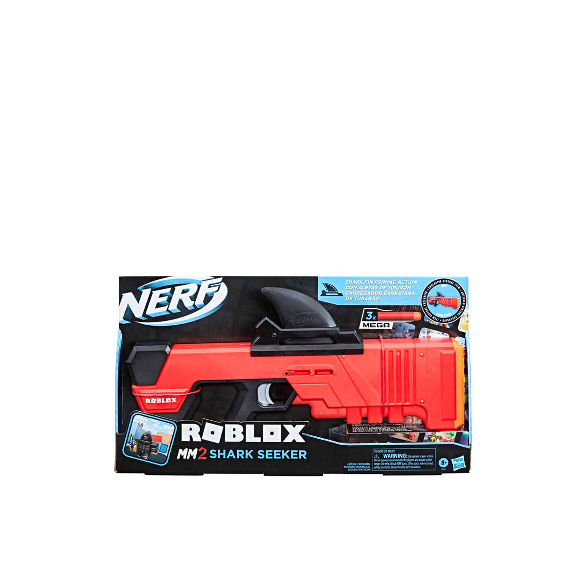 NERF Roblox MM2: Shark Seeker Dart Blaster, Shark-Fin Priming, 3 Mega  Darts, Code to Unlock in-Game Virtual Item: Buy Online at Best Price in UAE  
