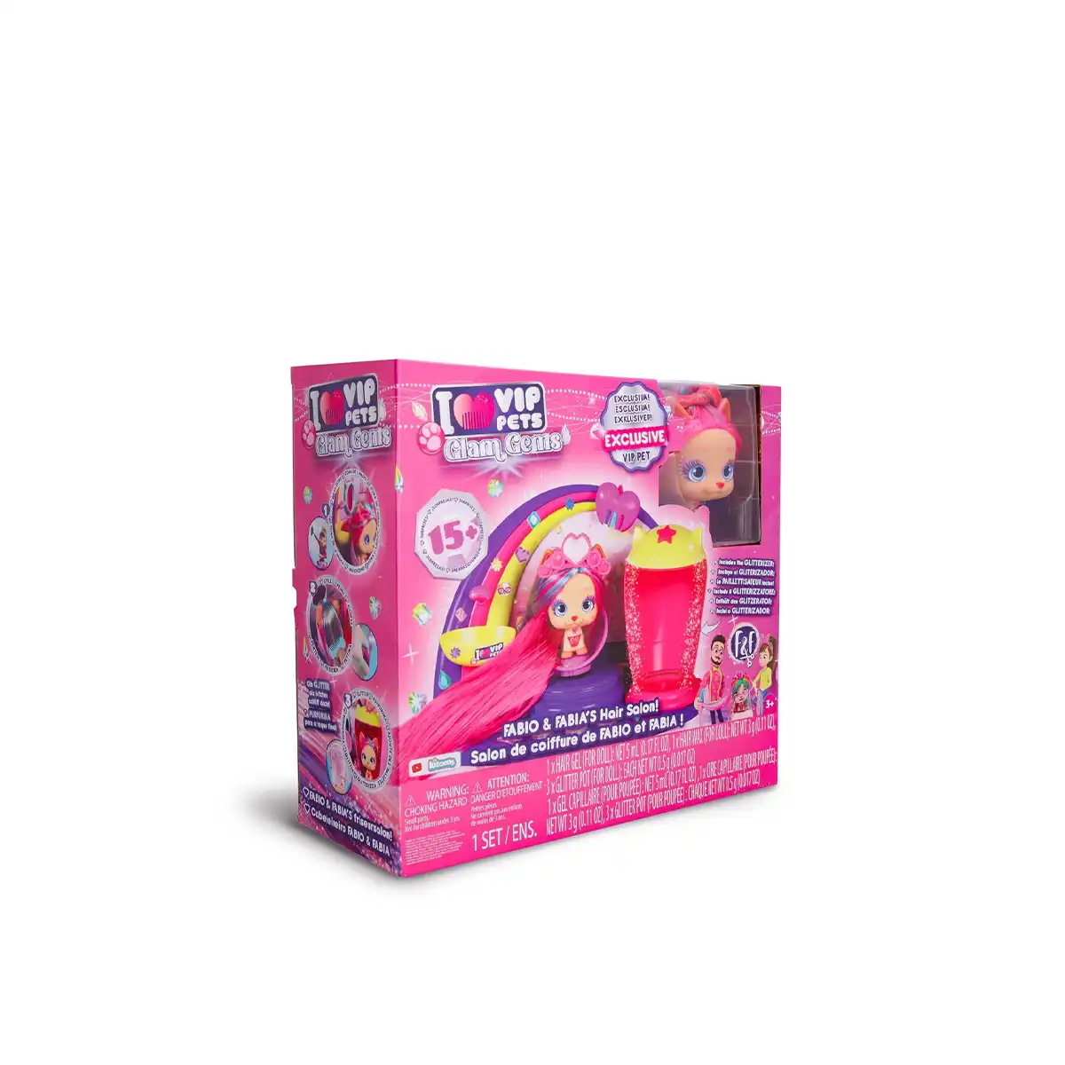 VIP Pets Glam Gem Doll with 6 accessories for Hairstyling, Ages 3+ Years