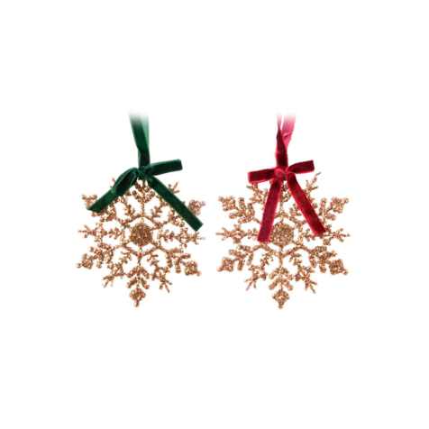 Kaemingk Christmas Tree Toy Snowflake With Bow 10 CM