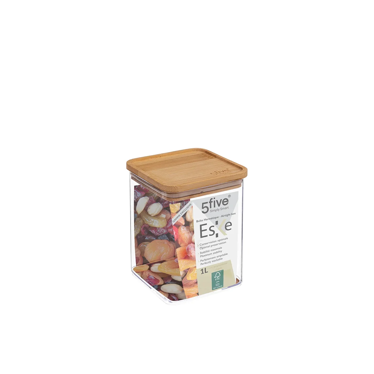 5 Five Simply Smart Square Can With Bamboo Lid 1.0 L - SuperStore
