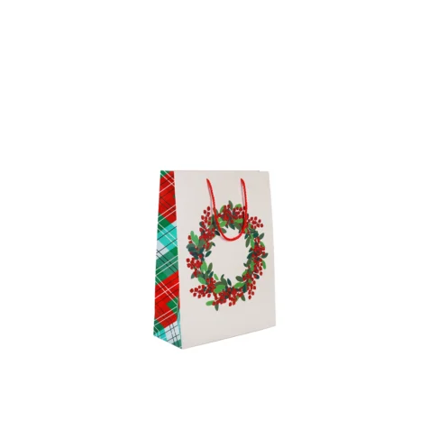 Super Christmas Gift Bag With Wreath 23x18x10 CM