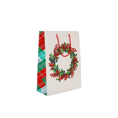 Super Christmas Gift Bag With Wreath 40x30x12 CM