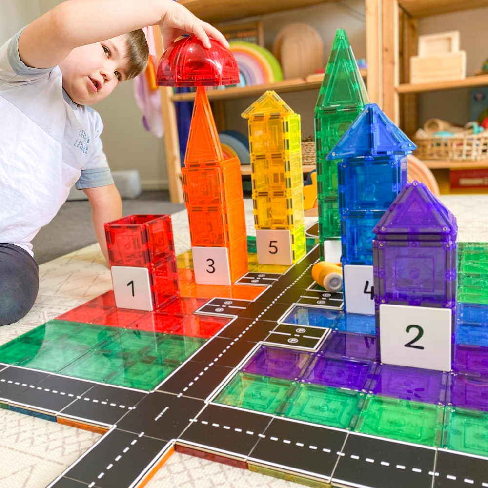 Learn & Grow Toys-Magnetic Tiles Road Pack 40 Pieces - Image 5