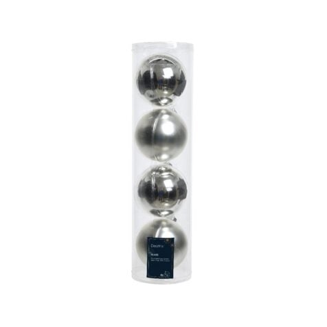 Kaemingk Christmas Tree Glass Bauble Silver 10 CM 1x4 Pieces