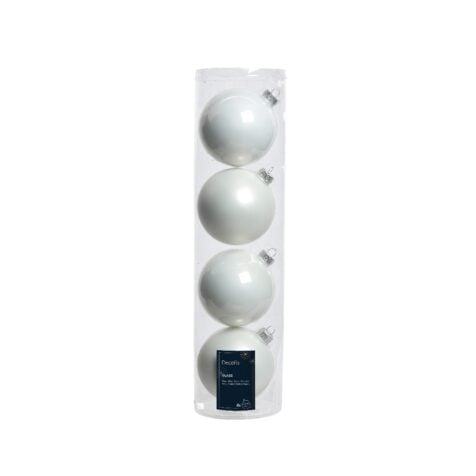 Kaemingk Christmas Tree Glass Bauble Winter White 10 CM 1x4 Pieces