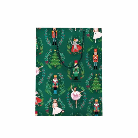 Super Christmas Gift Bag With Green Leafs And Berries 40x30x12 CM