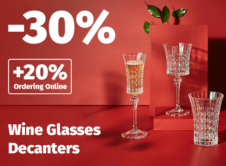 ღვინის ჭიქები დეკანტერები Wine Glasses & Decanters