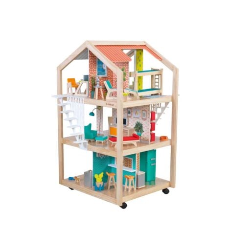 თოჯინების სახლი აქსესუარებით So Stylish Mansion Dollhouse - Boho Naturals KidKraft