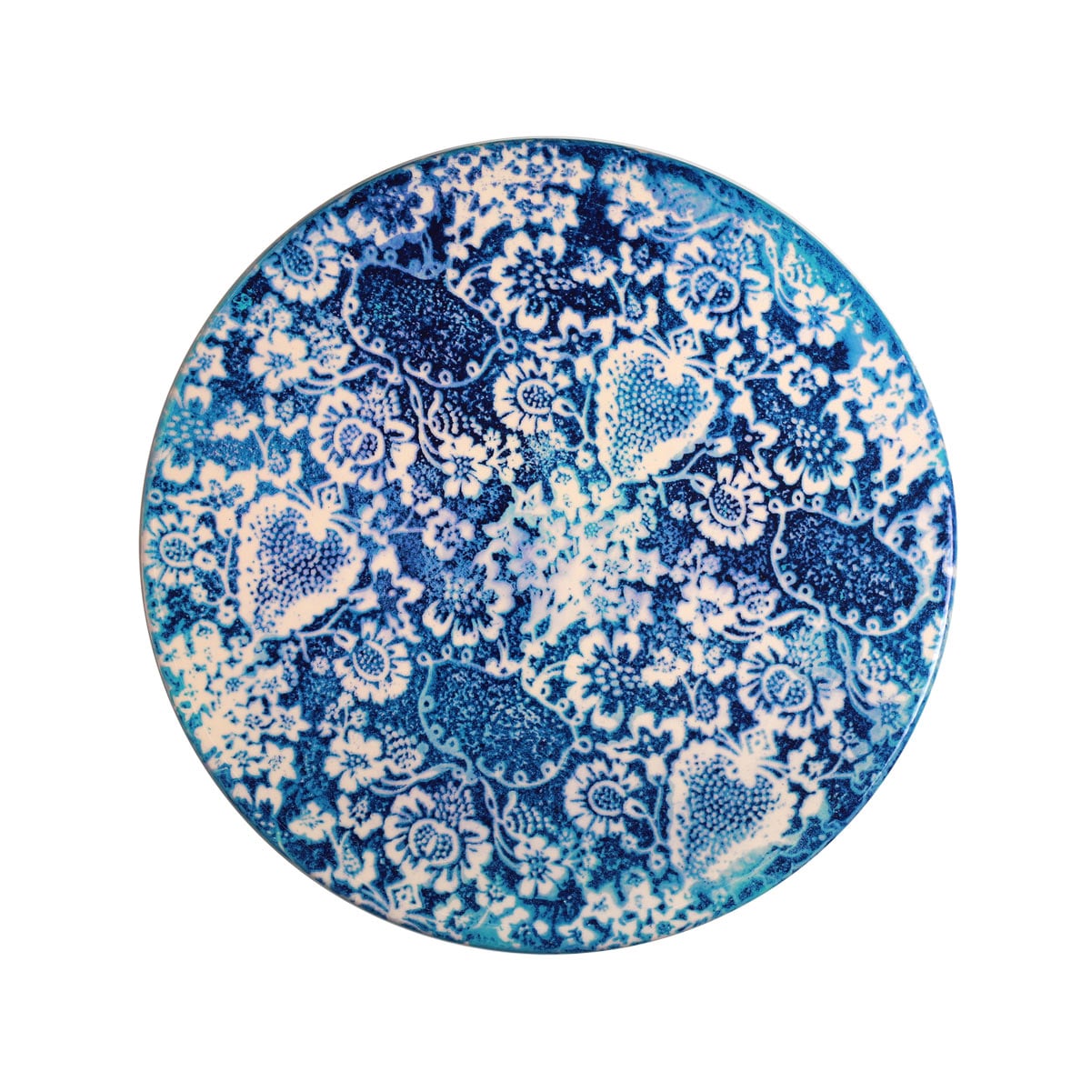 ლანგარი ლურჯი თეთრი ორნამენტებით 32 სმ Blue Wallpaper Ceramiche Fabbro - Image 2