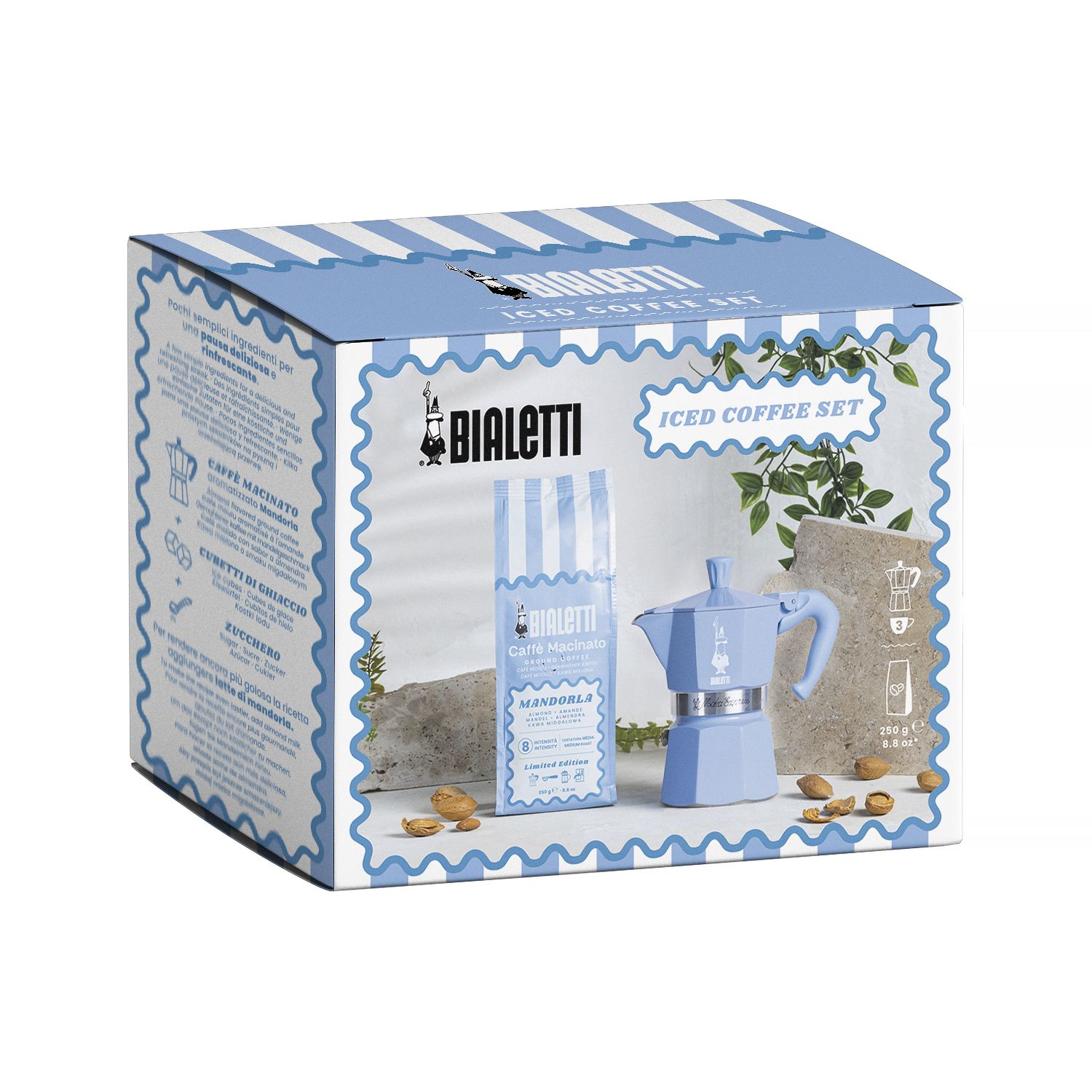 Bialetti Moka Express Set with Mandorla Ground Coffee 250g