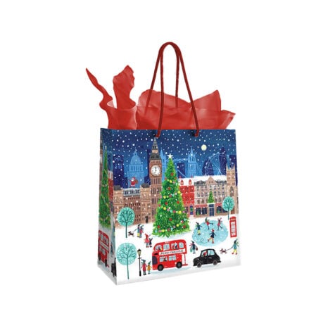 Super Christmas Gift Bag With London Illustrations 23x18x10 CM