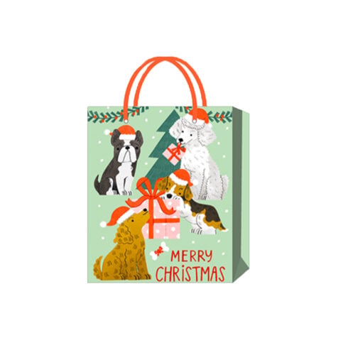 Super Christmas Gift Bag With Dogs 32x26x12 CM