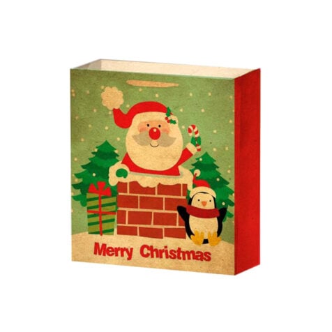 Super Christmas Gift Bag With Santa And Penguin 33.5x25x9CM