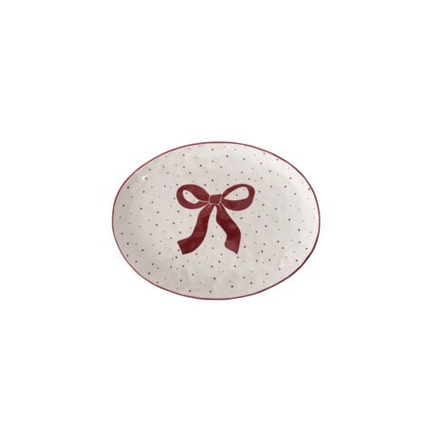 Boltze Boucle Christmas Plate For Serving With Bow 31.5 CM