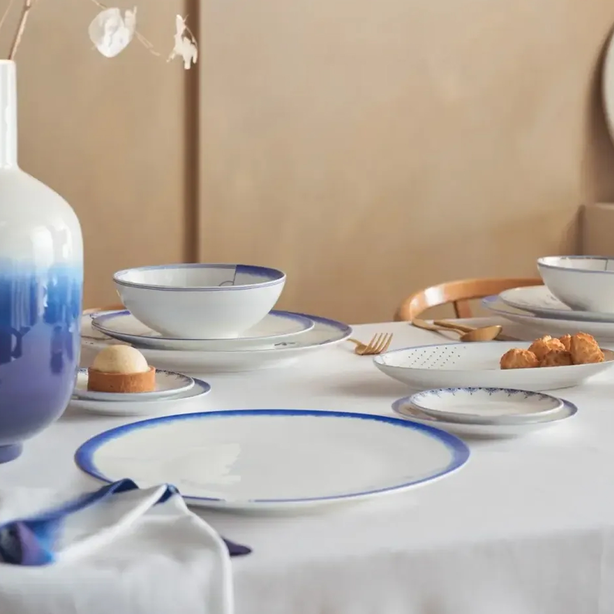 თეფში ფაიფურის ლურჯი დეტალით 30 სმ Blue Bird Pip Studio - Image 4
