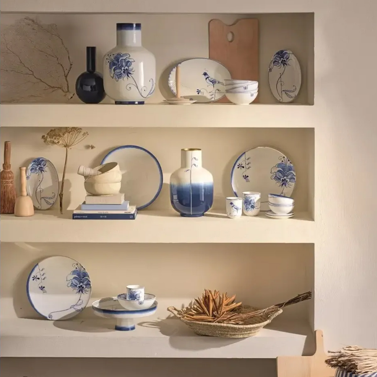 თეფში ფაიფურის ლურჯი დეტალით 30 სმ Blue Bird Pip Studio - Image 8