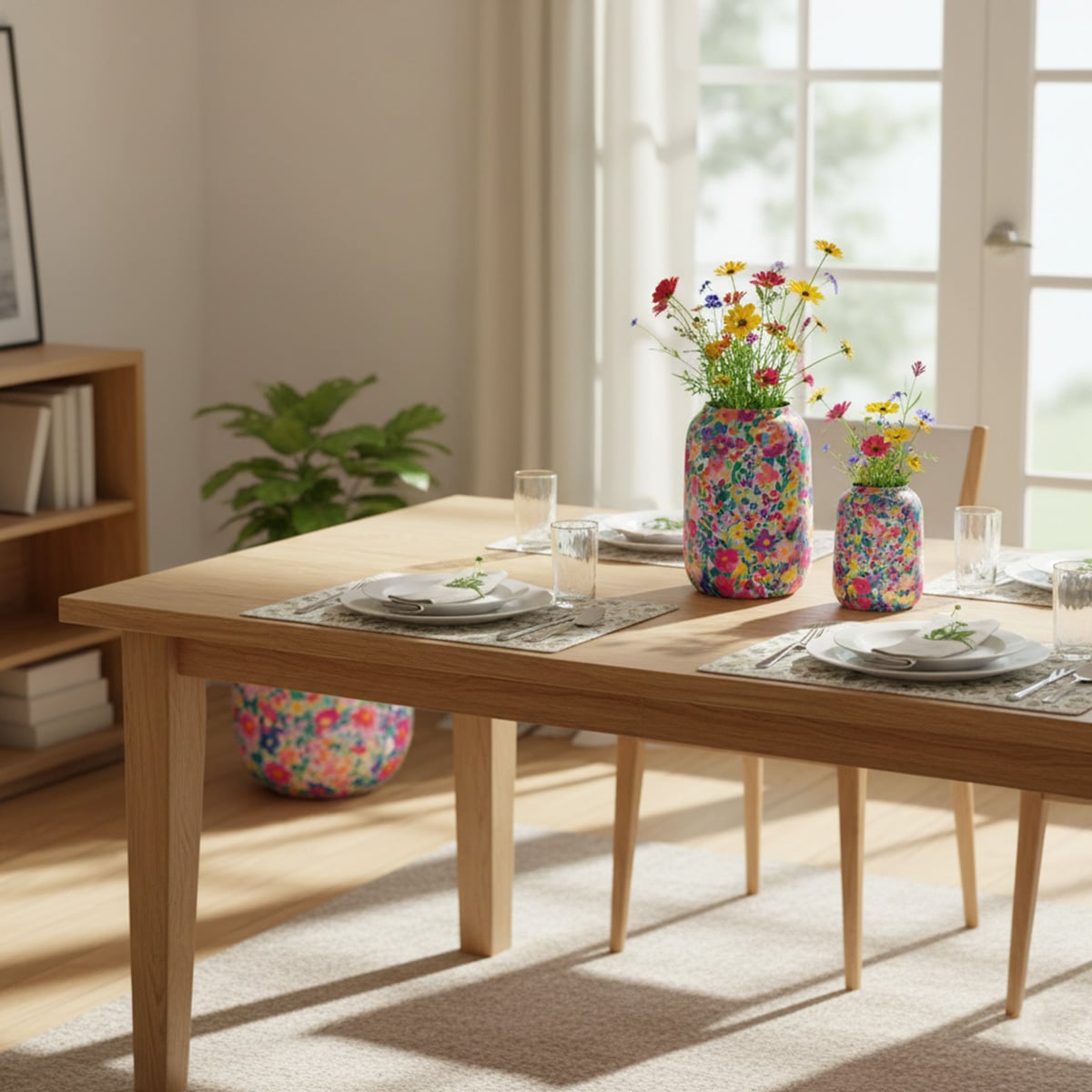 Super Colourful Vase With Flower Design 43x26x26 CM - Image 4