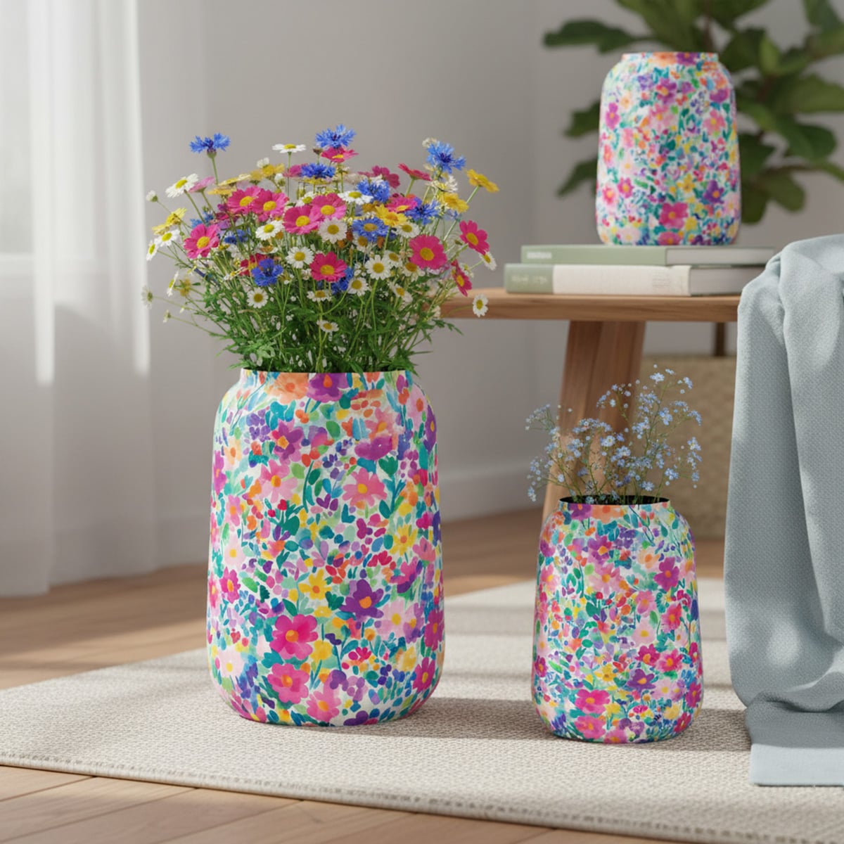 Super Colourful Vase With Flower Design 43x26x26 CM - Image 2