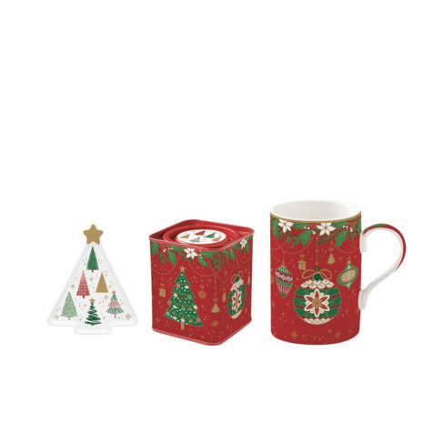 Easy Life Jingle Bells Christmas Gift Set With Cup, Saucer And Tin 350 ML