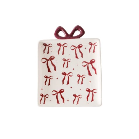 Boltze Christmas Gift Plate With Small Bows 13x16 CM