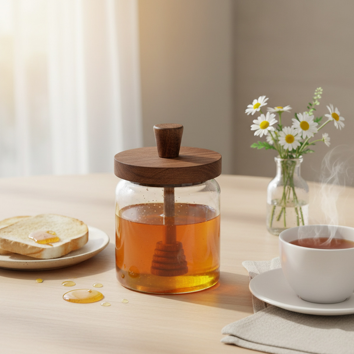 ქილა თაფლის ხის თავსახურით და კოვზით 13.5 სმ Clear Line Super - Image 2