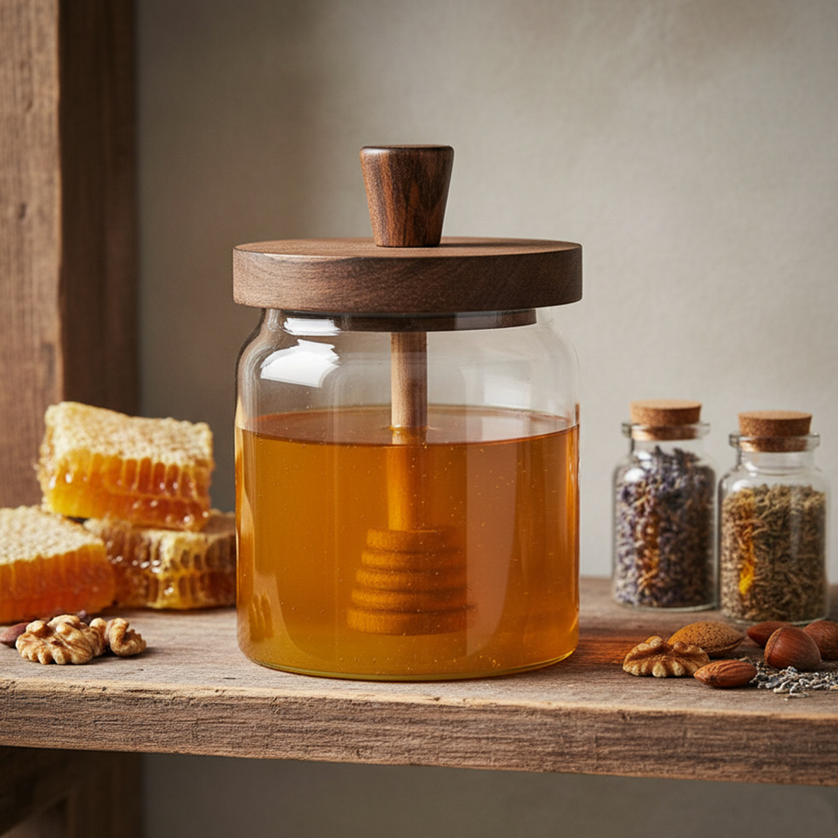 ქილა თაფლის ხის თავსახურით და კოვზით 13.5 სმ Clear Line Super - Image 3