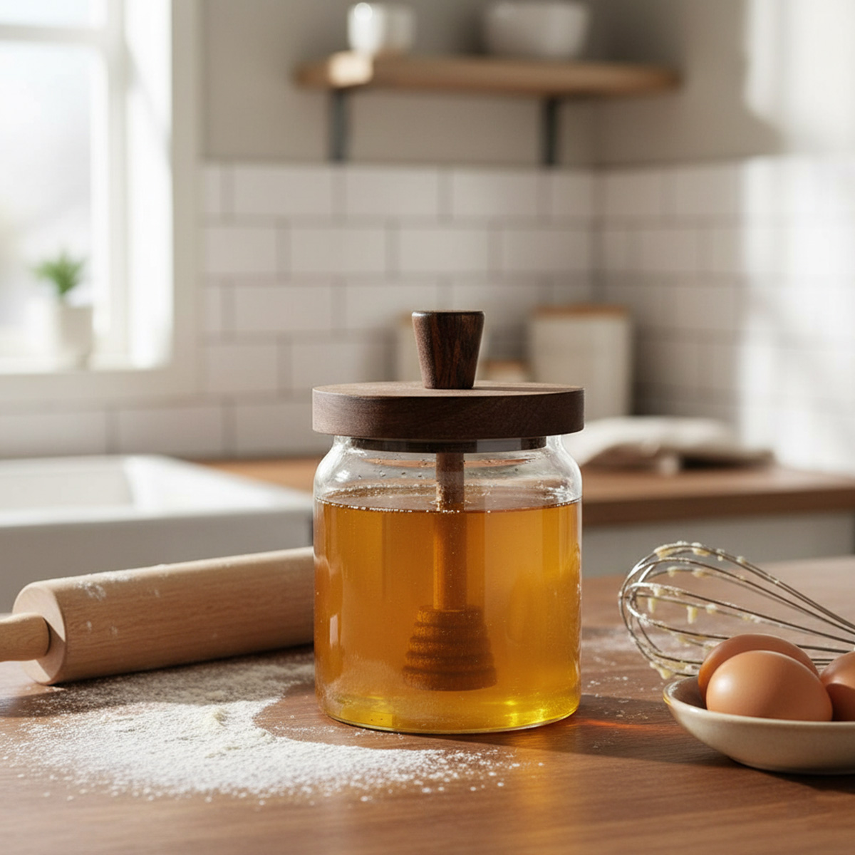 ქილა თაფლის ხის თავსახურით და კოვზით 13.5 სმ Clear Line Super - Image 4