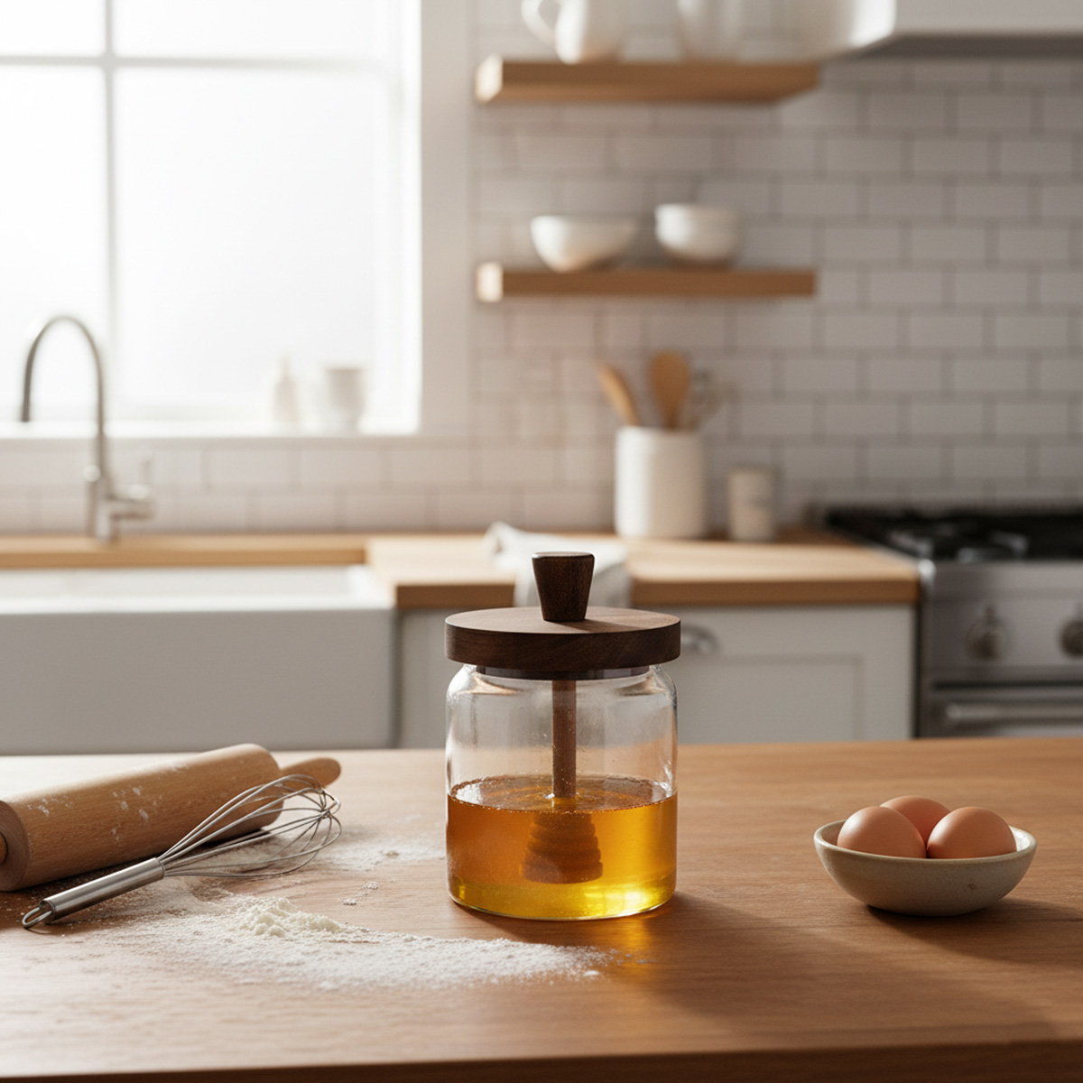 ქილა თაფლის ხის თავსახურით და კოვზით 13.5 სმ Clear Line Super - Image 5