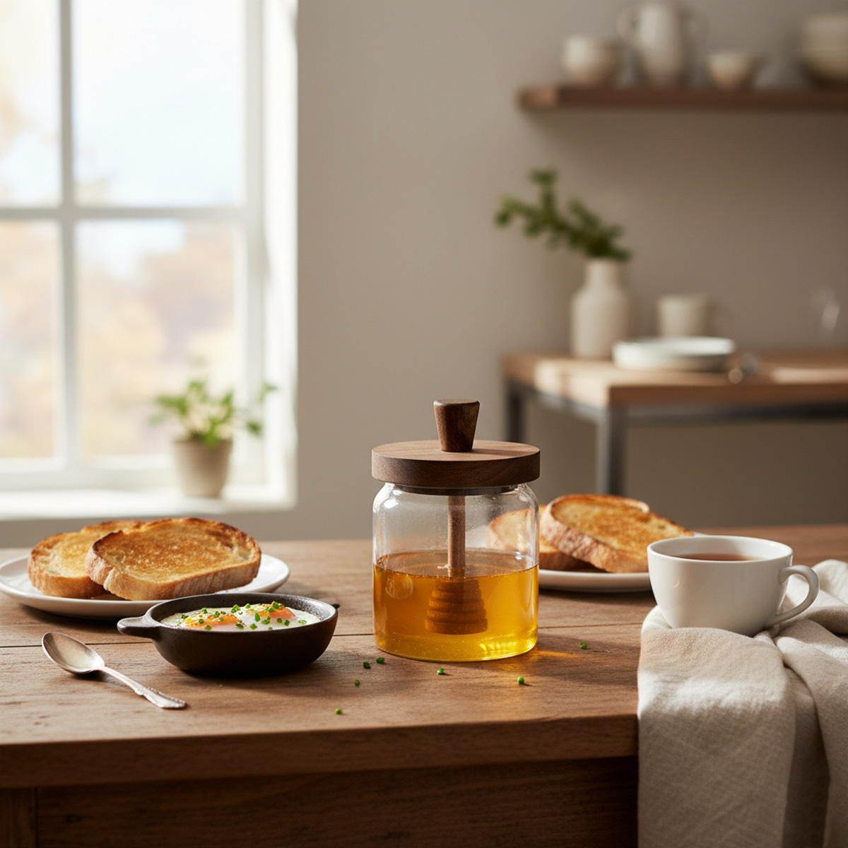 ქილა თაფლის ხის თავსახურით და კოვზით 13.5 სმ Clear Line Super - Image 6