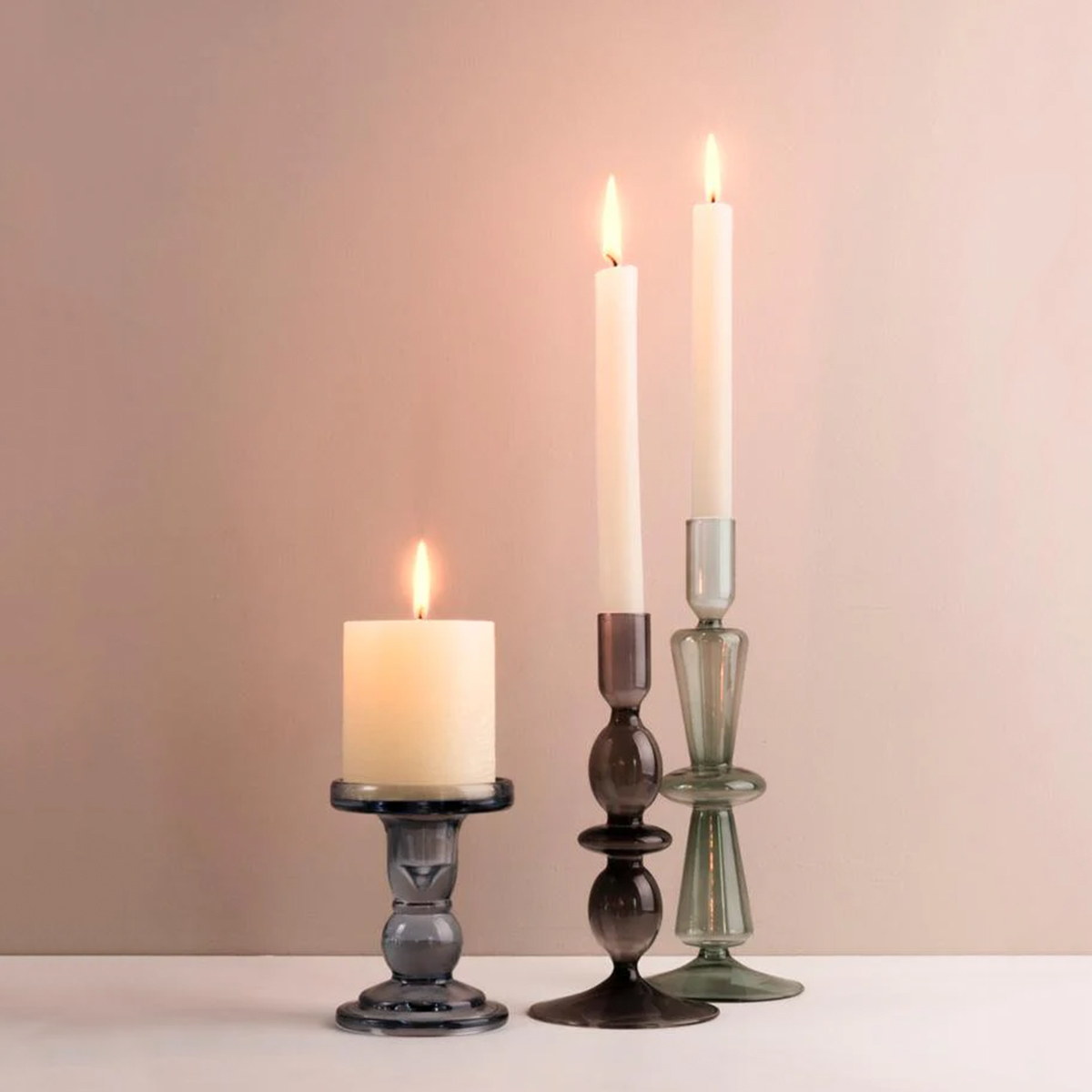 Gusta Candle Holder Glass 9x25 CM - Image 2