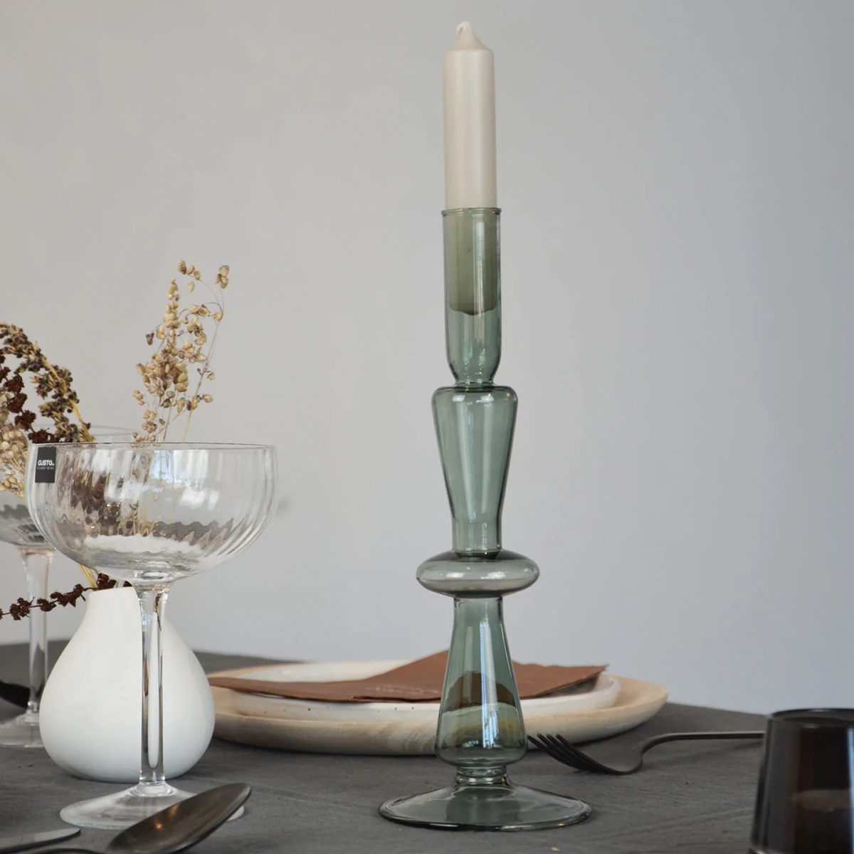 Gusta Candle Holder Glass 9x25 CM - Image 3