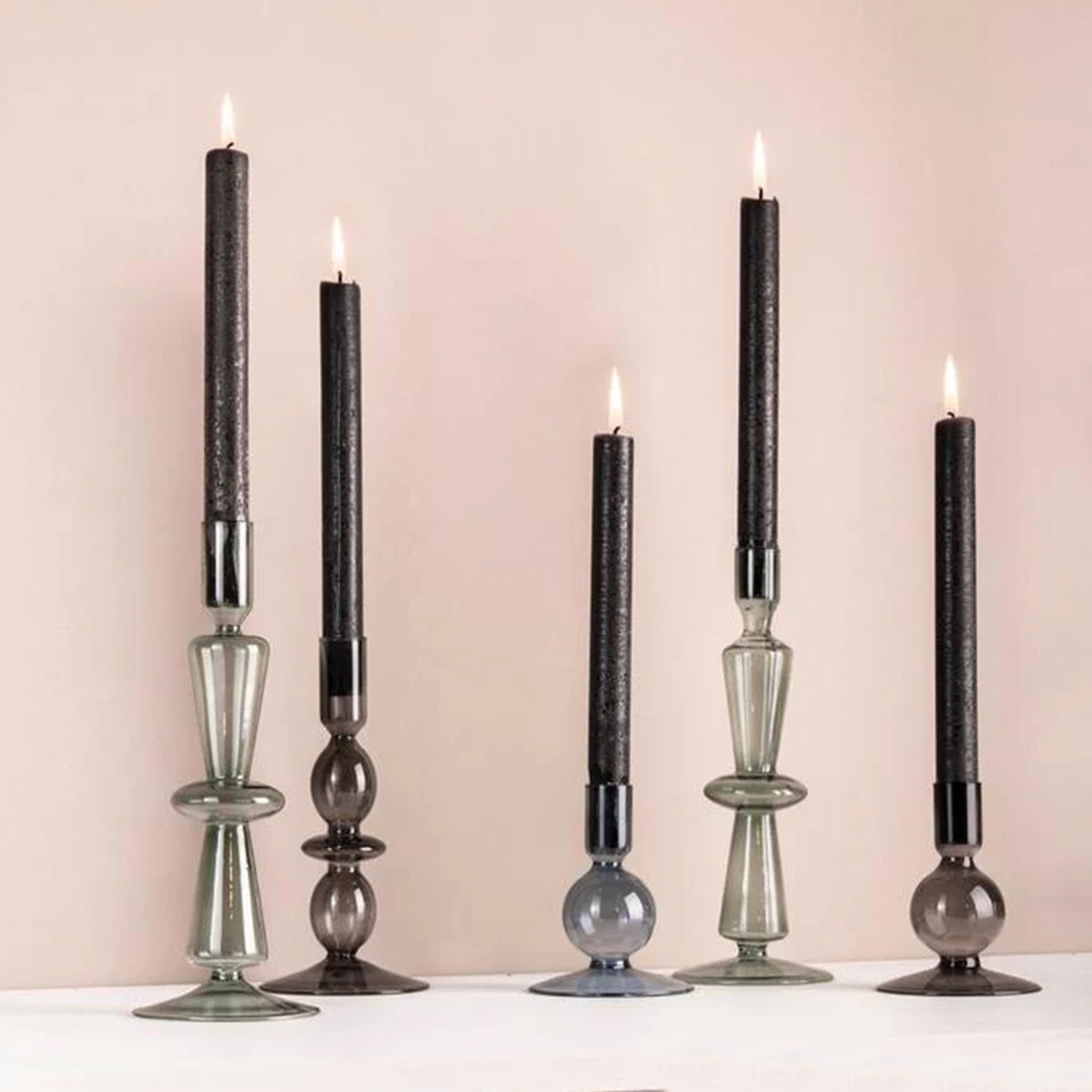 Gusta Candle Holder Glass 9x25 CM - Image 4