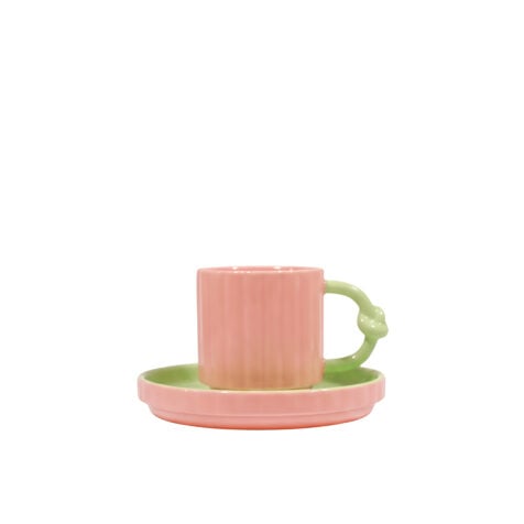 Super Color Pop Cup With Plate Porcelain 120 ML
