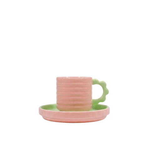 Super Color Pop Cup With Plate Porcelain 120 ML